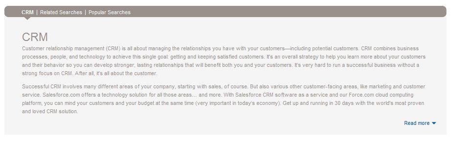 Text box located at SalesForce.com